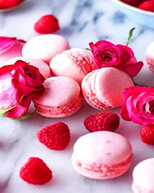 Pink Macarons And Flowers paint by numbers