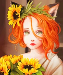 Pretty Sunflowers Girl paint by numbers