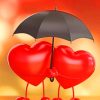 Red Hearts Under Umbrella paint by numbers