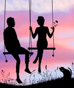 Swinging Couple Silhouette paint by numbers