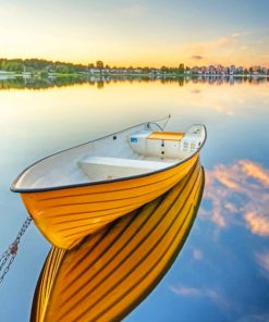 Yellow Boat In Lake paint by numbers