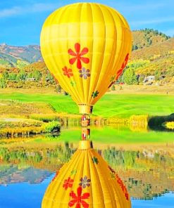 Yellow Hot Air Balloon paint by numbers