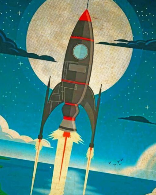 A Rocket Heading Towards the Moon Paint by numbers