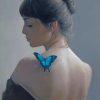 Aesthetic Woman And Blue Butterfly Paint by numbers