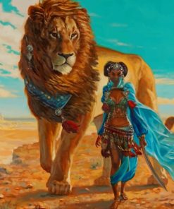 African Woman And Lion Paint by numbers