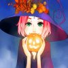 Anime Girl In Halloween Paint by numbers