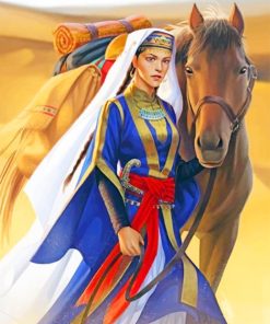 Arabian Woman With Her Horse Paint by numbers