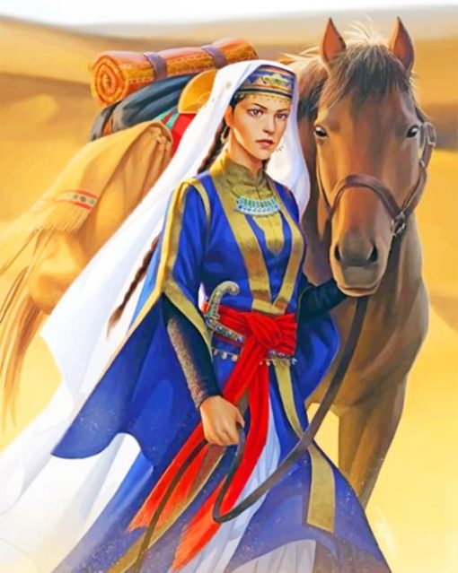 Arabian Woman With Her Horse Paint by numbers