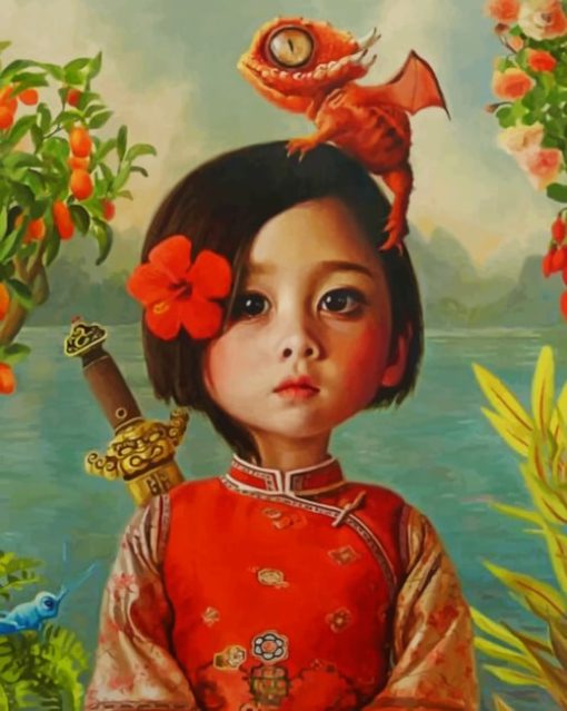 Asian Little Girl Paint by numbers