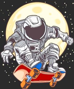 Astronaut Skateboard paint by numbers
