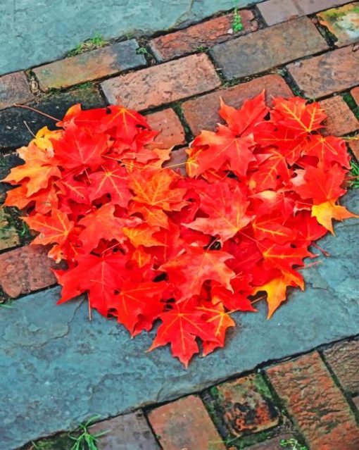 Autumn Leaves Heart paint by numbers