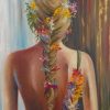 Blond Woman Wearing Colorful Flowers paint by numbers