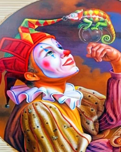 Clown With A Colorful Lizard paint by numbers