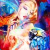Colorful Woman And Parrot paint by numbers