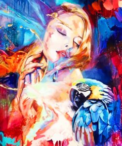 Colorful Woman And Parrot paint by numbers