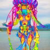 Colorful Woman Body Painting Paint by numbers