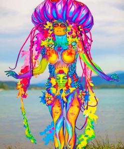 Colorful Woman Body Painting Paint by numbers
