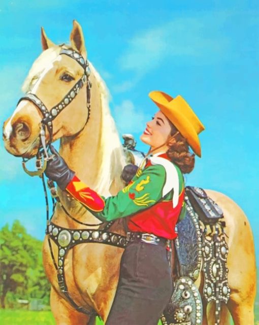 Cowgirl With Her Horse Paint by numbers
