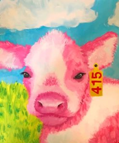 Cute Pink Cow paint by numbers