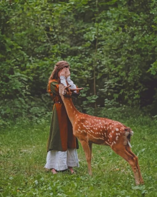 Deer And Girl Photography paint by numbers