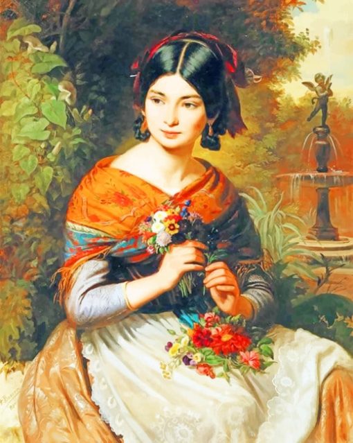 Lady With Flowers paint by numbers