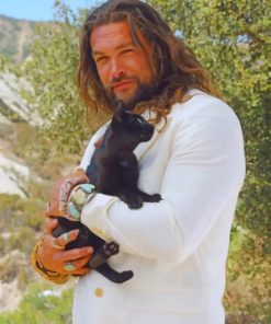 Jason Momoa With A Black Cat Paint by numbers