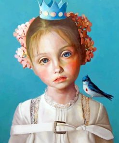 Little Girl And Bird paint by numbers