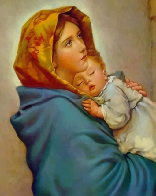 Mother Mary And Jesus paint by numbers