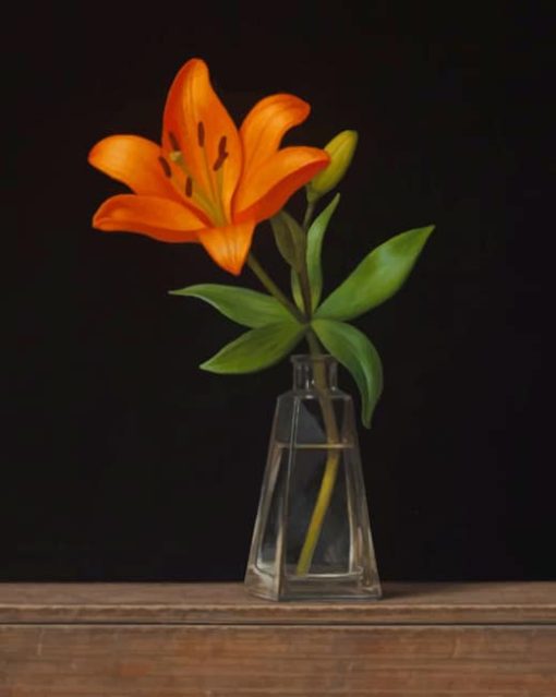 Orange Flower In A Glass Vase Paint by numbers