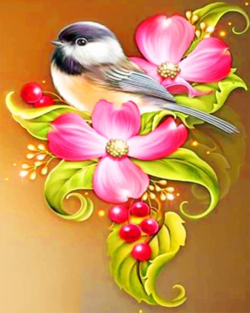 Pearl Flowers And Bird Paint by numbers