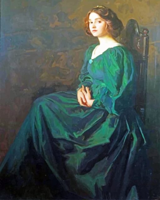 Thomas Edwin Mostyn The Green Gown Paint by numbers