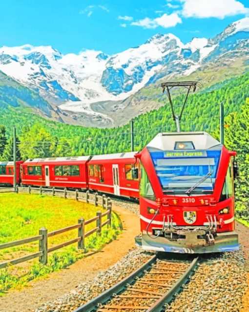 Train Scenery Switzerland paint by numbers