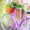vintage bike with flower basket paint by numbers