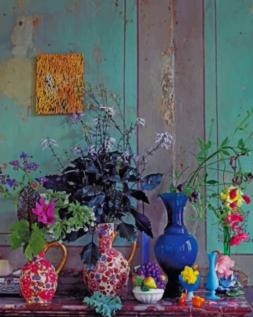 Vintage Vases Of Flowers Paint by numbers