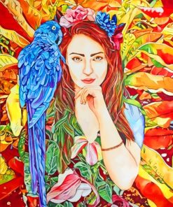 Woman And Parrot paint by numbers