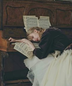 Woman Asleep On A Piano Paint by numbers