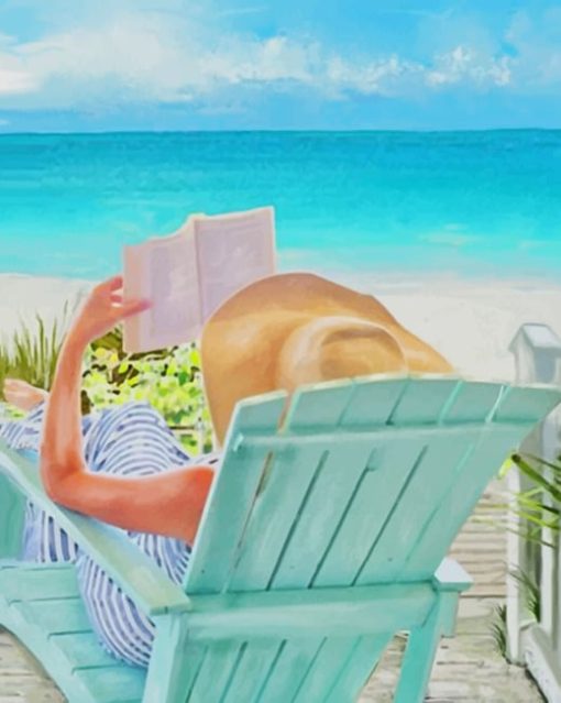Woman Enjoying The Summer While Reading A Book Paint by numbers