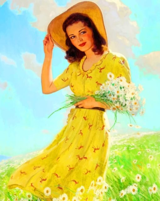Woman In Yellow Dress paint by numbers