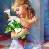 Beautiful Little Girl With Flowers Paint by numbers