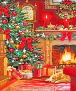 Aesthetic Christmas Fireplace Paint by numbers
