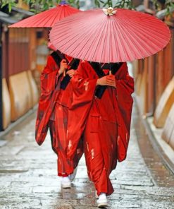 Asians Under Umbrellas paint by numbers