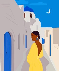 Black Woman In Santorini paint by numbers