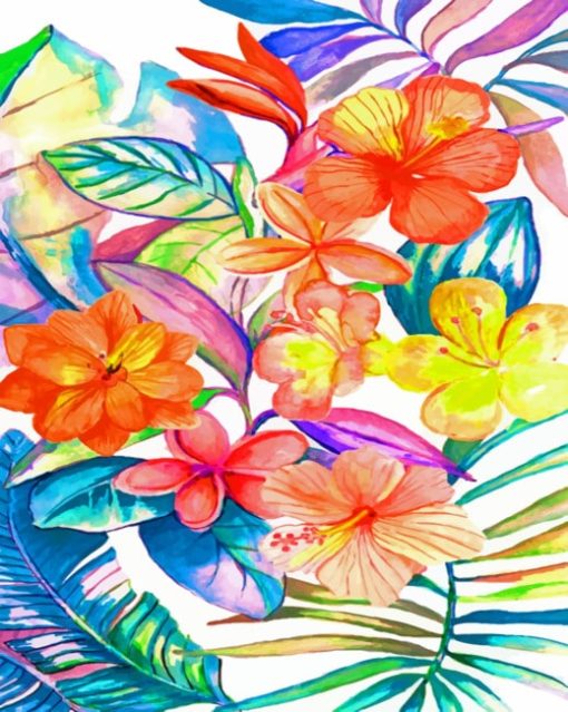Bright Tropical Flowers Paint by numbers
