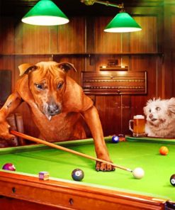 Dogs Playing Pool Paint by numbers