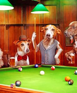 Dogs Playing Pool While Smoking paint by numbers