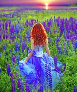 Girl In lavender Field paint by numbers