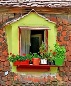 Green Window paint by numbers