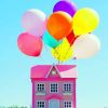 Pink Flying House paint by numbers