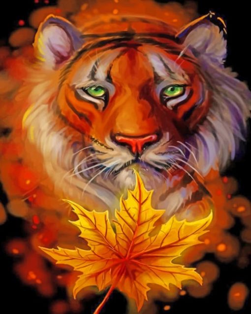 Tiger And Leaf paint by numbers