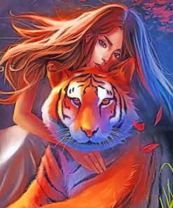 Woman And Tiger paint by numbers
